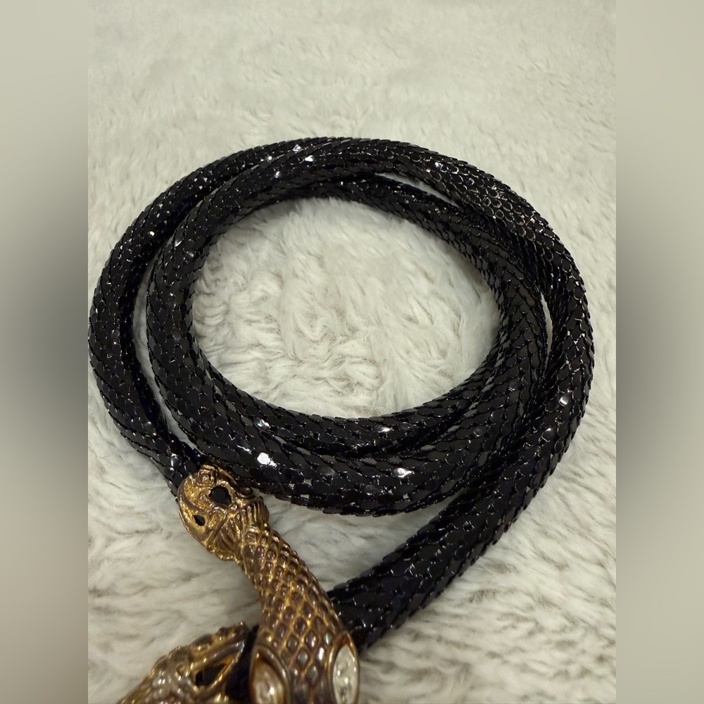 Rare Vintage DL Auld Black Mesh Snake Belt / Necklace / Wrap Bracelet - Picture 3 of 4